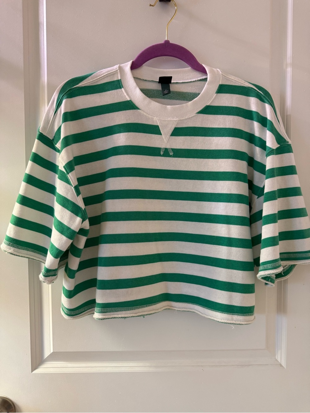 Wild Fable White and Green Striped Short Sleeve Tee